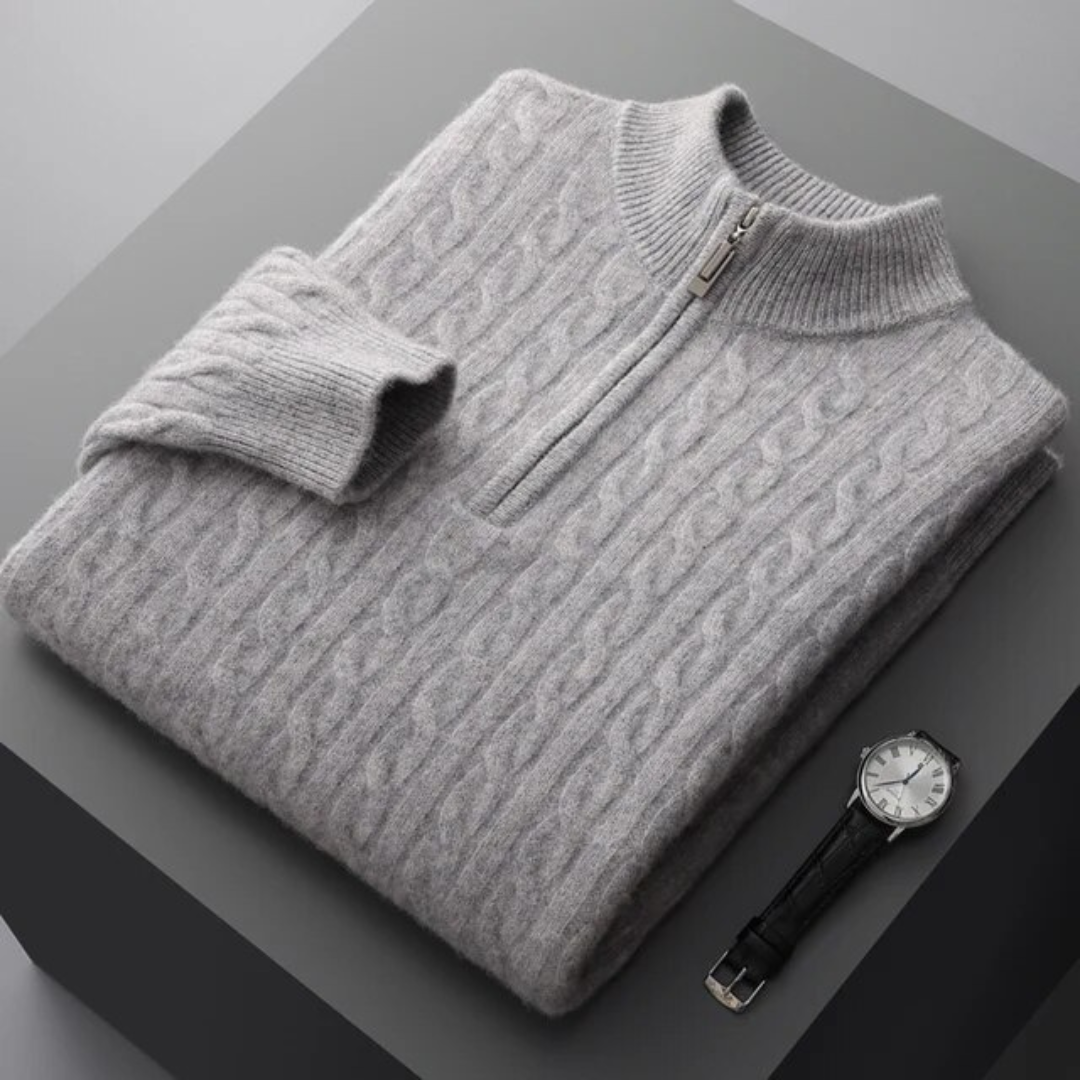 La velour™ |
 100% CASHMERE WOVEN HALF ZIP