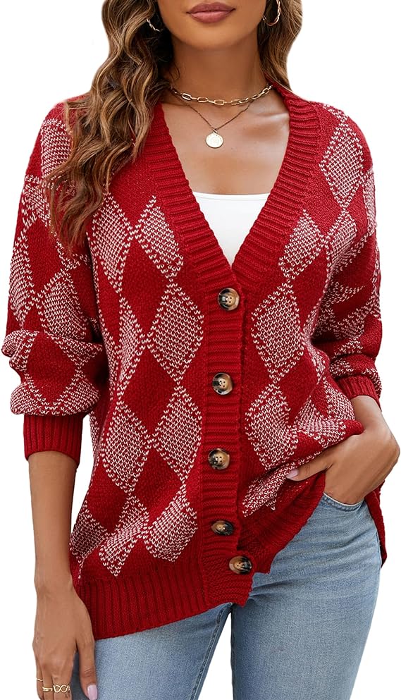 Gezellige geruite cardigan