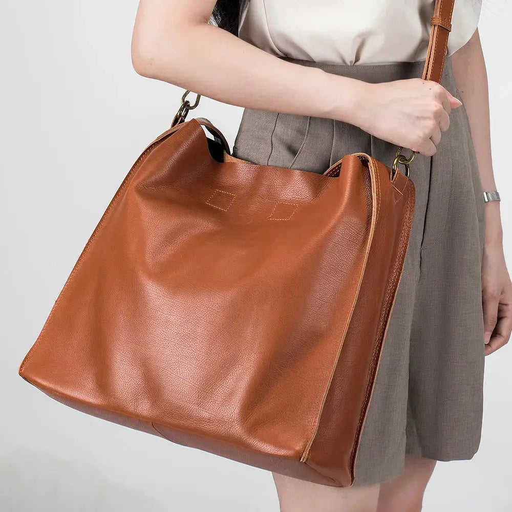 La velour ™  | Timeless Elegance Genuine Cowhide Leather Tote Bag