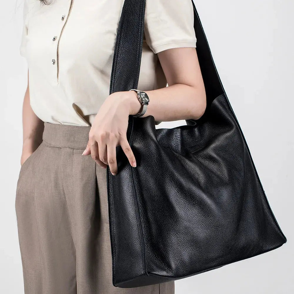 La velour ™  | Timeless Elegance Genuine Cowhide Leather Tote Bag