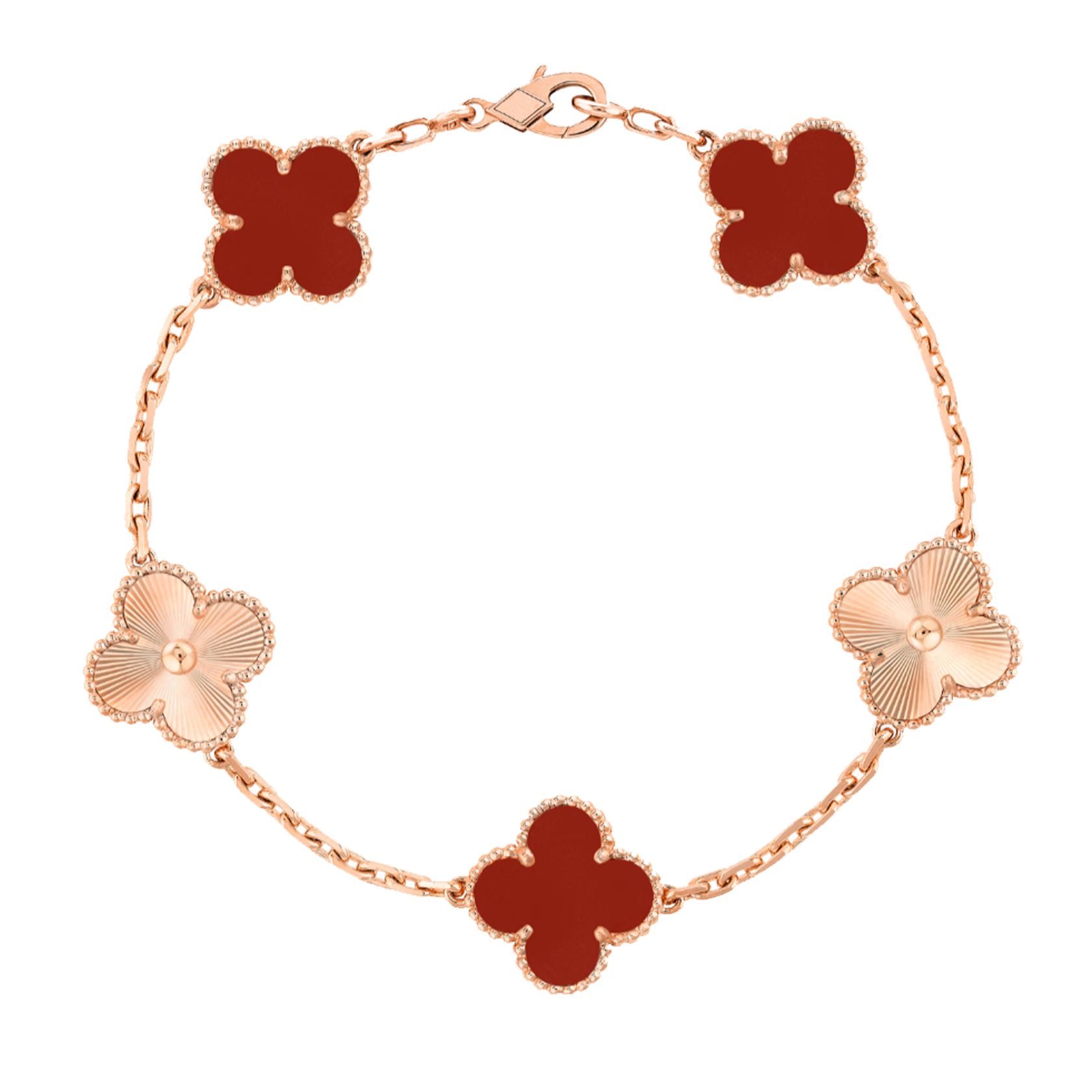 Amber bracelet - rose gold / red pattern