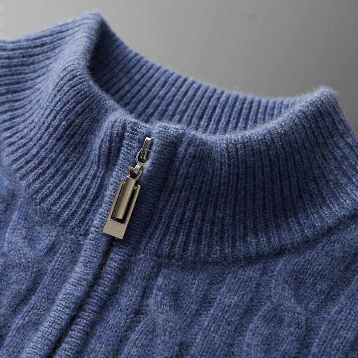 La velour™ |
 100% CASHMERE WOVEN HALF ZIP