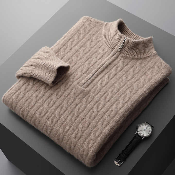 La velour™ |
 100% CASHMERE WOVEN HALF ZIP