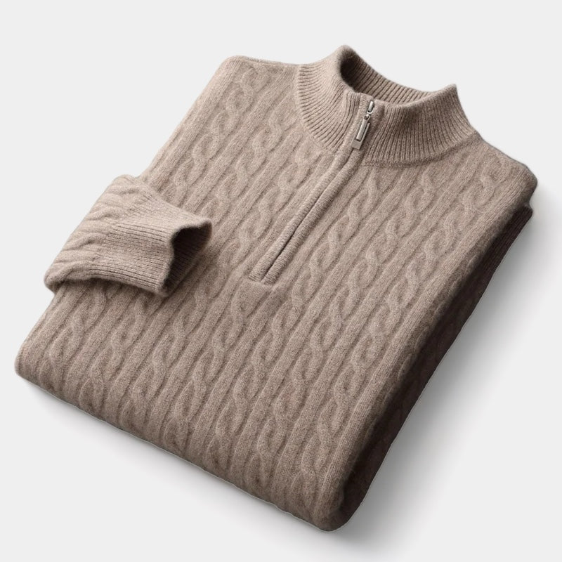 La velour™ | WOOL KNITTED QUARTER-ZIP SWEATER