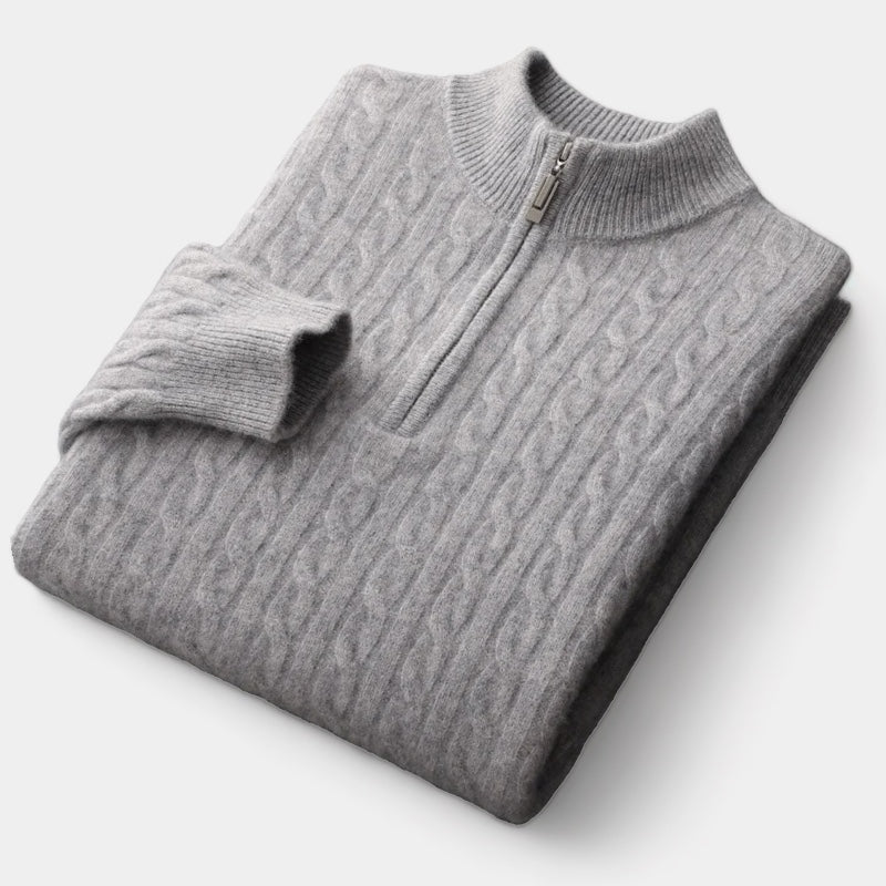 La velour™ | WOOL KNITTED QUARTER-ZIP SWEATER