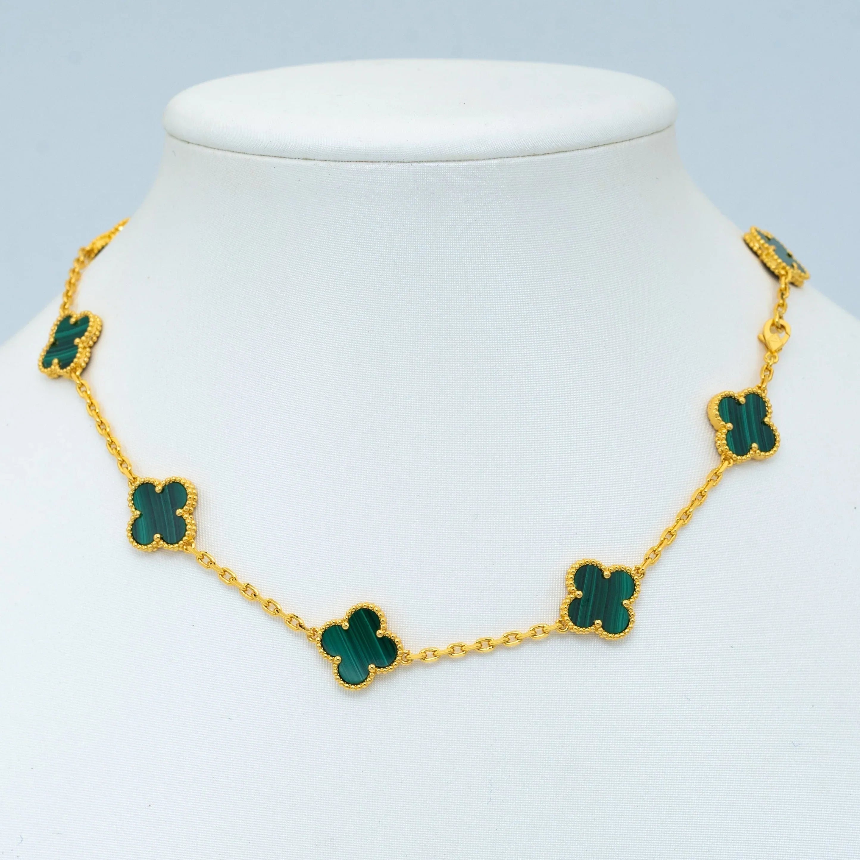 NECKLACE FLORAL FOUR-LEAF CLOVER 10 DESIGNS - GREEN