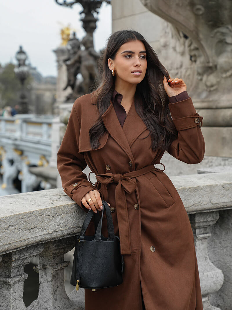 La velour ™ | Molly faux suede Trenchcoat