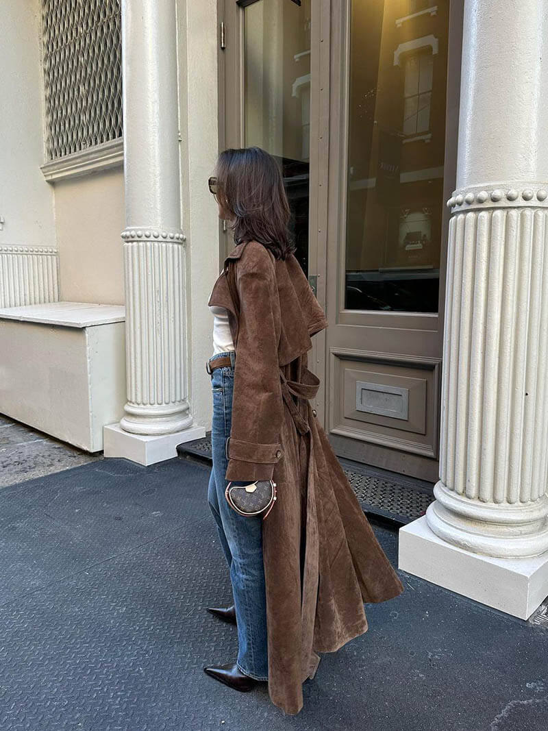 La velour ™ | Molly faux suede Trenchcoat