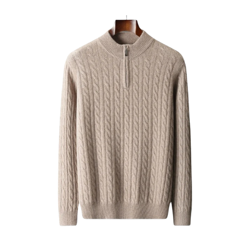 La velour™ | WOOL KNITTED QUARTER-ZIP SWEATER