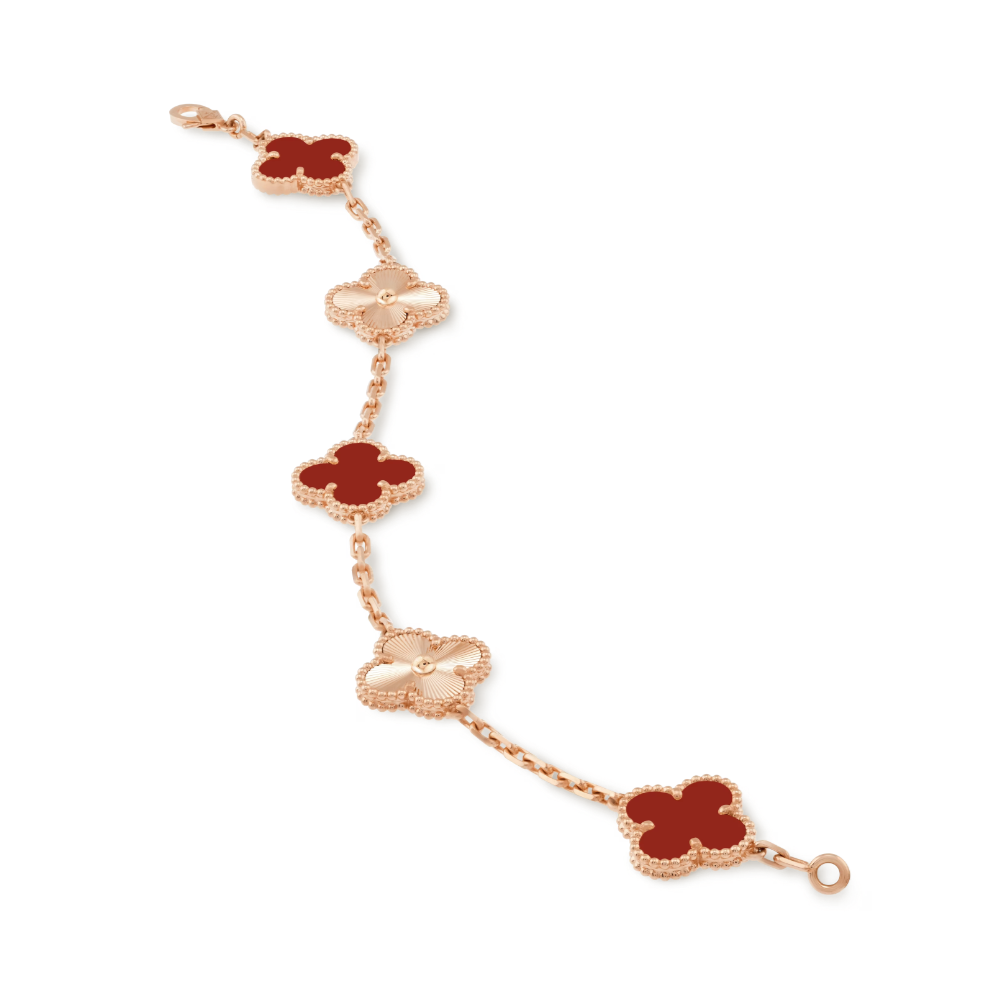 Amber bracelet - rose gold / red pattern